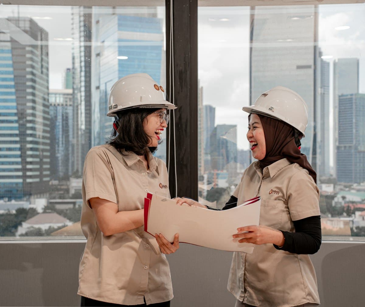Site engineers reviewing plans on a project